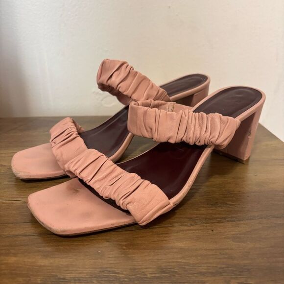 Staud Dark Blush Frankie Ruched Heels/ Mule - Picture 13 of 13